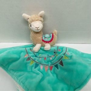 Mary Meyer Lily lama Lovey Security Blanket Aqua Tan Lama Plush Toy Knotted ends
